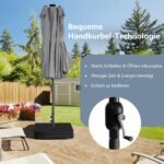 Didelis dvigubas lauko LED skėtis nuo saulės (Pilka)