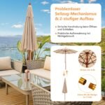 Terakotos skėtis su virvės traukimo mechanizmu (Smėlio)