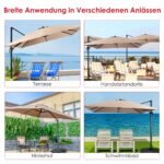 Stoginis skėtis su 3 reguliuojamais kampais 300x300x273 cm (Ruda)