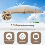 Skėtis nuo saulės su švaistikliu UPF 50+ 330 cm skersmens (Smėlio)