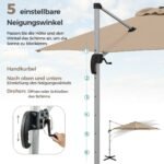 Skėtis nuo saulės su švaistikliu UPF 50+ 330 cm skersmens (Smėlio)