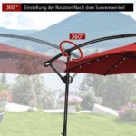 Skėtis su LED apšvietimu ir 360° pasukimu Ø 300 cm (Raudona)