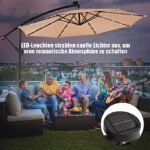 Skėtis su LED apšvietimu Ø 300 cm (Smėlio)