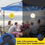 Skėtis nuo saulės su LED apšvietimu ir pakreipiama funkcija (Mėlyna)