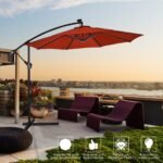 Skėtis nuo saulės su LED apšvietimu 300 cm (Vyno raudonumo)