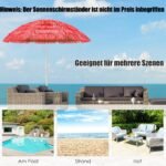 Paplūdimio skėtis nuo saulės 175 cm su reguliuojamu kampu (Raudona)