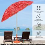 Paplūdimio skėtis nuo saulės 175 cm su reguliuojamu kampu (Raudona)