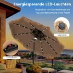 Lauko skėtis nuo saulės su LED apšvietimu 270 cm (Natūrali)