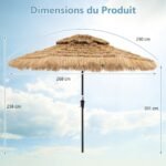 Lauko skėtis nuo saulės su LED apšvietimu 270 cm (Natūrali)