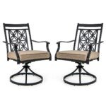 Sodo supamas krėslas su minkšta pagalvėle ir gėlių rašto atlošu (Juoda)