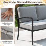 Lauko poilsio komplektas su stalu ir pagalvėmis (Pilka)