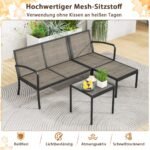 Lauko poilsio komplektas su stalu ir pagalvėmis (Pilka)