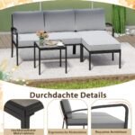 Lauko poilsio komplektas su stalu ir pagalvėmis (Pilka)