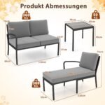 Lauko poilsio komplektas su stalu ir pagalvėmis (Pilka)