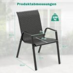 Sodo kėdžių komplektas (4 vnt.) su porankiais PE rotango metaliniu rėmu (Juoda)