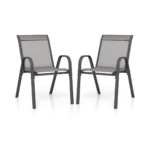 Sodo kėdės (2 vnt.) sudedamos metalinio rėmo (Pilka)