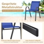 Stalizuojamos lauko kėdžių komplekto (2 vnt.) sėdynės su metaliniu rėmu (Mėlyna)