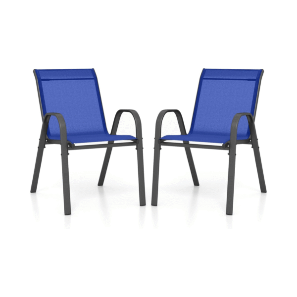 Stalizuojamos lauko kėdžių komplekto (2 vnt.) sėdynės su metaliniu rėmu (Mėlyna)