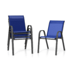Stalų ir sodo kėdžių komplektas su metaliniu rėmu (Mėlyna)