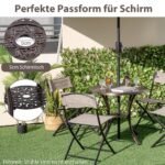 Lauko aliuminio stalas su apatine lentyna ir skėčio anga (Bronza)