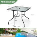 Lauko valgomojo stalas su skėčio anga (Juoda)