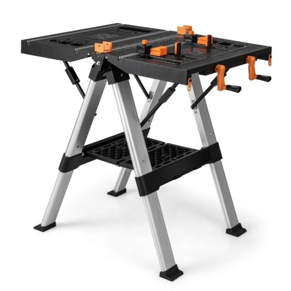 Nešiojamas sulankstomas darbo stalas ir pjūklo atrama (Raudona ir juoda)