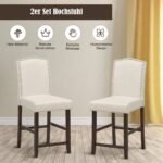 Aukštos baro kėdės komplektas su medinėmis kojomis 2 vnt (Smėlio)