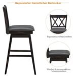 Baro kėdės su pasukama sėdyne ir atrama kojoms (2 vnt.) (Juoda)