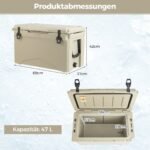 Tvirtas 47L izoliuotas aušintuvas su butelių atidarytuvu ir rankenomis (Chaki)