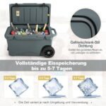 Nešiojamas izoliuotas šaltkrepšis su ratukais ir dangtelių atidarytuvu (Pilka)