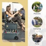 Nešiojamas izoliuotas šaltkrepšis su ratukais ir dangtelių atidarytuvu (Pilka)