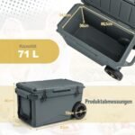 Nešiojamas izoliuotas šaltkrepšis su ratukais ir dangtelių atidarytuvu (Pilka)