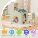 Vaikiškas stalo ir kėdžių komplektas su lenta (Žalia)