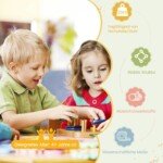 Medinis stalas ir keturios kėdės vaikams (Natūrali)