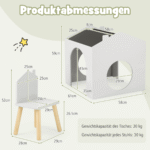 Vaikiškas stalo ir kėdžių komplektas su rašymo lenta (Balta)