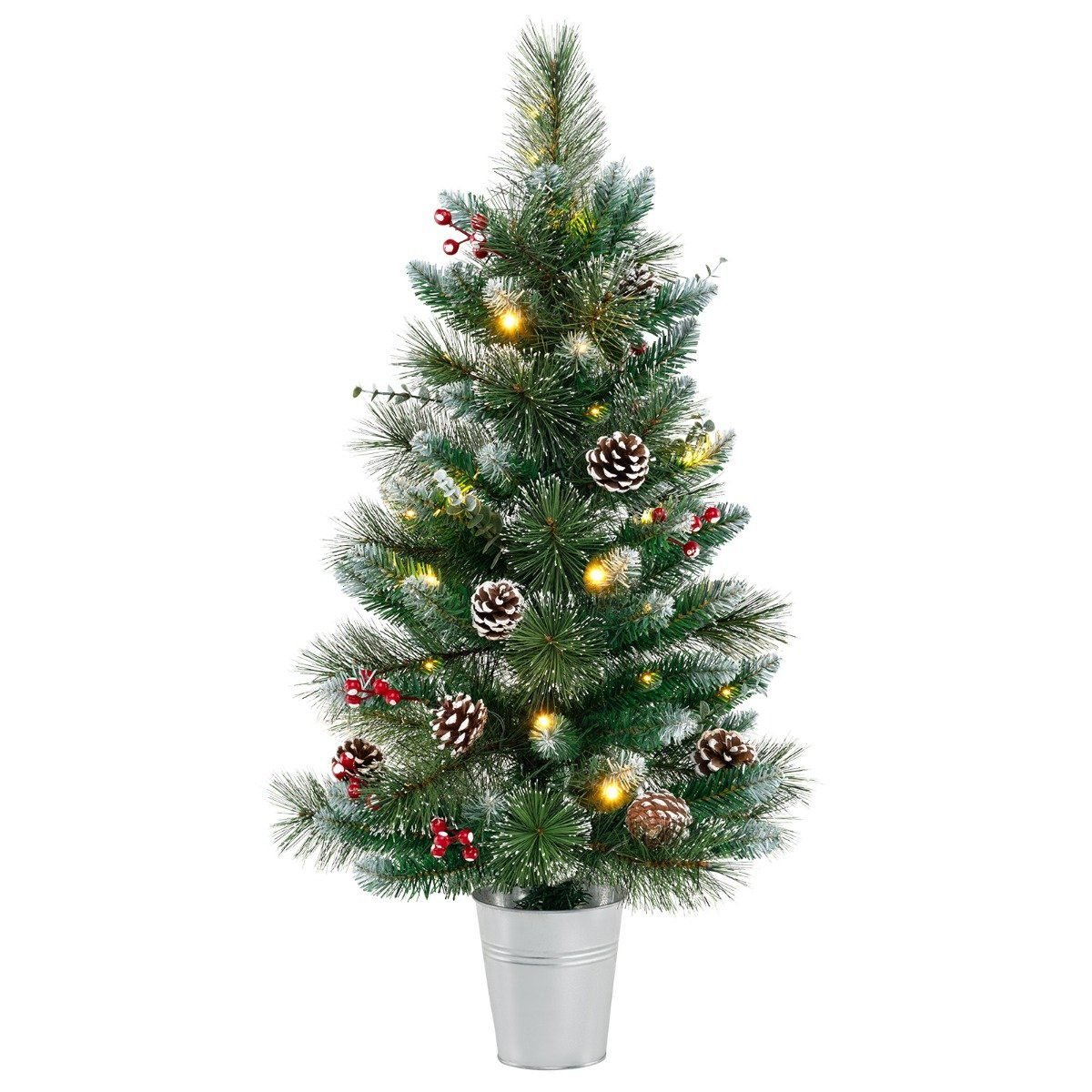 tisch-weihnachtsbaum-11928_8_ Dirbtinė Kalėdinė Eglutė su LED apšvietimu ir uogomis 90 cm (Žalia)