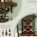 Stalinis vyno stovas su laikymo dėžute ir lentyna (Ruda)