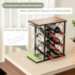 Stalinis vyno stovas su laikymo dėžute ir lentyna (Ruda)