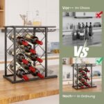 Stalinis vyno stovas su laikymo dėžute ir lentyna (Ruda)