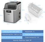 Kompaktiška nerūdijančio plieno ledo gaminimo mašina (Sidabrinė)