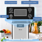 Kompaktiška nerūdijančio plieno ledo gaminimo mašina (Sidabrinė)