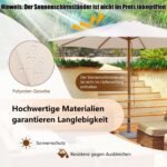 Auksinis skėtis nuo saulės su medine konstrukcija ir 8 bambuko atramomis (Smėlio)