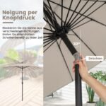 Stalinis skėtis nuo saulės su 18 stiklo pluošto šonkaulių ir pakreipimo funkcija (Šviesiai ruda)