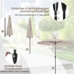 Stalinis skėtis nuo saulės su 18 stiklo pluošto šonkaulių ir pakreipimo funkcija (Šviesiai ruda)