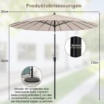 Stalinis skėtis nuo saulės su 18 stiklo pluošto šonkaulių ir pakreipimo funkcija (Šviesiai ruda)