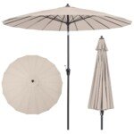 Stalinis skėtis nuo saulės su 18 stiklo pluošto šonkaulių ir pakreipimo funkcija (Šviesiai ruda)