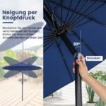Terasinis skėtis su 18 stiklo pluošto briaunų ir rankenėle (Mėlyna)