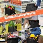 Sulankstomas pirkinių vežimėlis su reguliuojama rankena (Juoda)