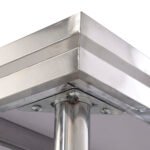 Profesionalus Nerūdijančio Plieno Darbastalis su Papildoma Lentyna (Sidabrinė)