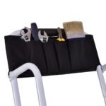 4 pakopų sulankstomos kopėčios su įrankių dėtuve (Juoda)